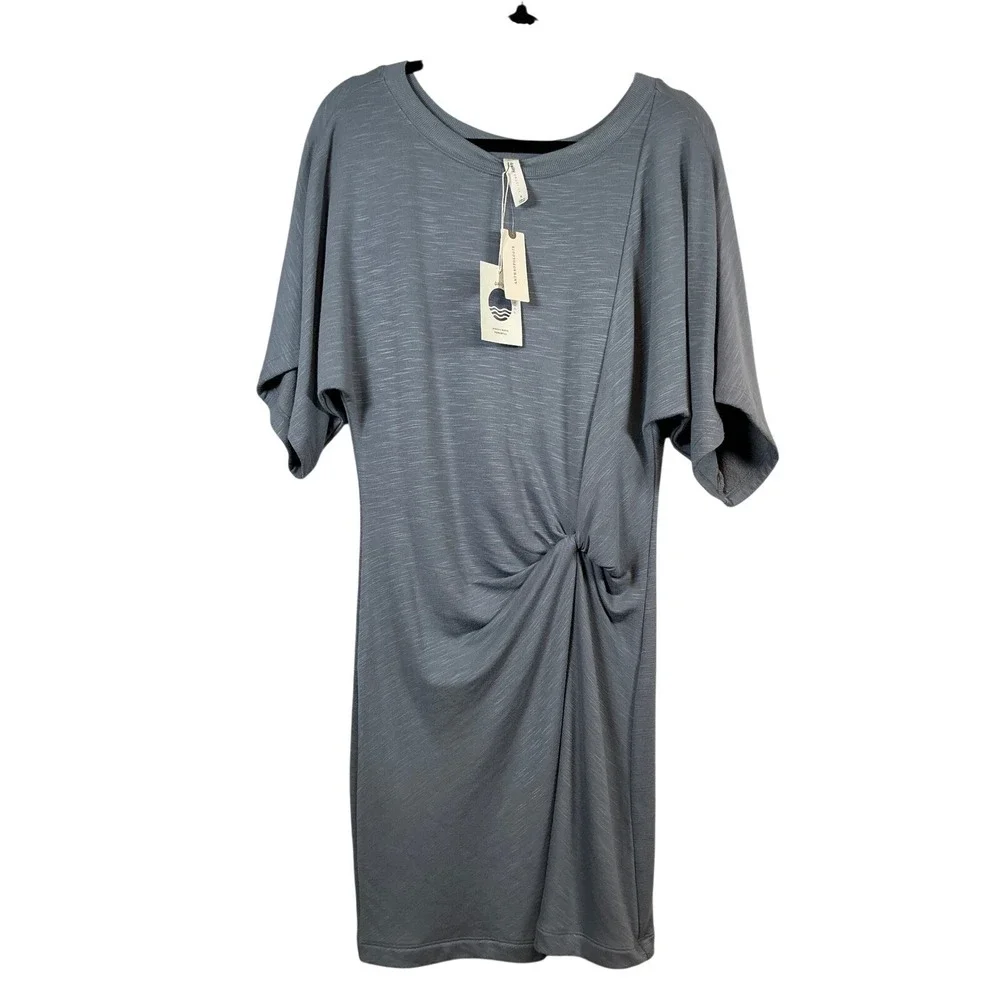 Daily Practice by Anthropologie Grey Twist‎ Front Space Dye T-Shirt Dress Small